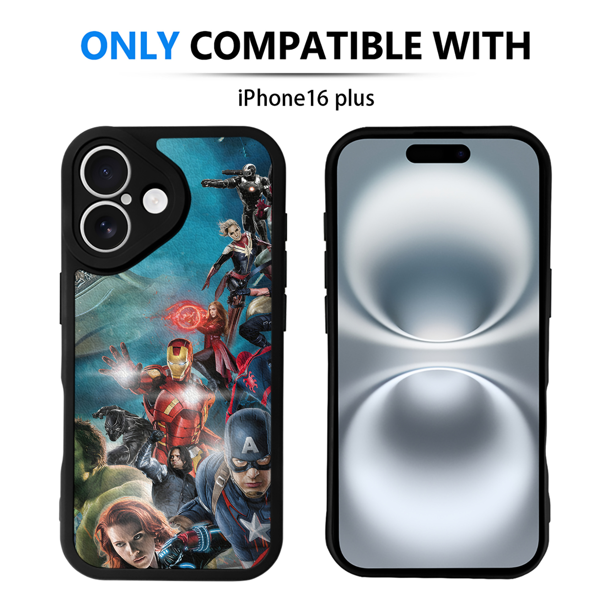 （画像用） アベンジャーズ The Avengers 【iPhone 16シリーズ対応】シリコンスマホケース（レザー調） 材質：シリコン